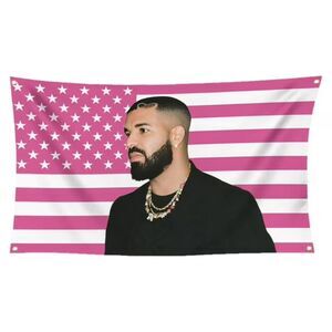 🎤 Drake Pink American Flag Banner 3x5 ft Hip Hop Rap College Dorm Room Decor